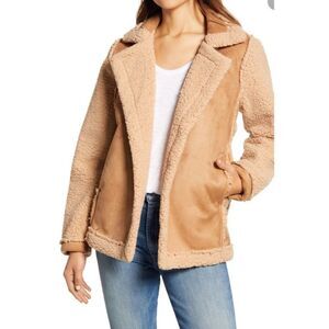 Caslon Faux Shearling Jacket Brown Saddle Color